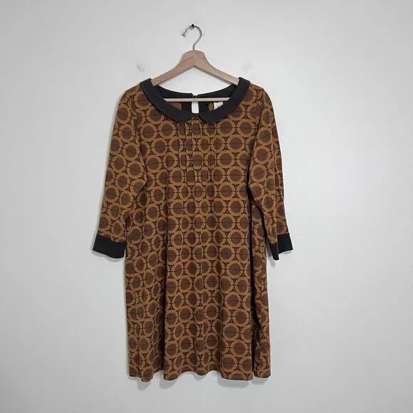 Orla Kiely X Uniqlo Peter Pan Collar Tunic Dress Size Large Retro Print - Picture 2 of 9